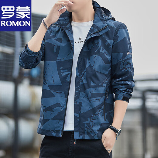罗蒙（ROMON）冲.锋衣男士2025新款春秋季夹克防水防风衣可脱连帽外套情侣服 2628黑色 M