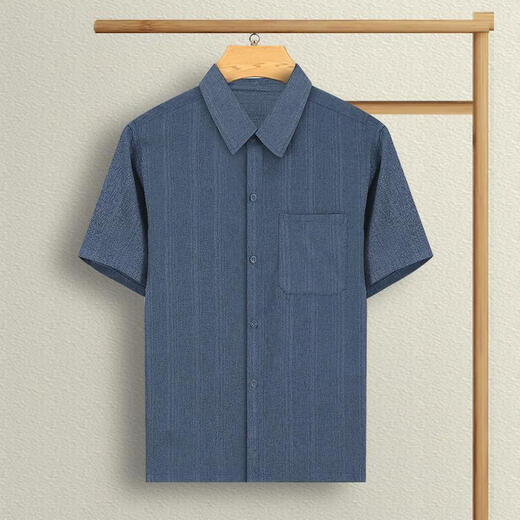 MO Xiao 1473 People elogió a papá Summer Camisa de manga corta de manga corta de mediana edad y camisa de línea de algodón y línea de algodón y línea de edad de ancianos de hombres.