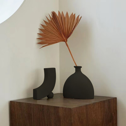 Retro ceramic vase ornaments living room flower arrangement Wasabi air-dried flowers ins art creative black flower appliance wholesale HP1585B black