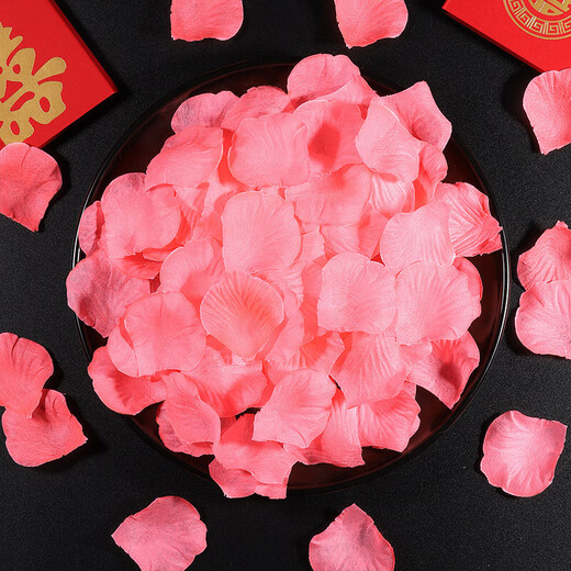 Simulated fake rose petals proposal arrangement wedding room decoration wedding red pink romantic wedding hand sprinkled flowers red gradient (100 pieces)