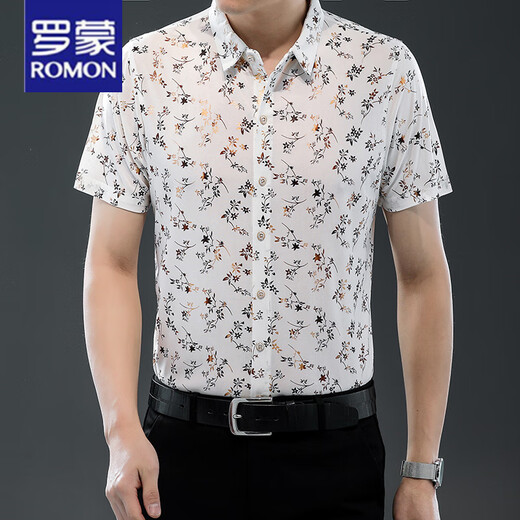 ROMON (ROMON) 25 Summer NUEVA Camisa de manga corta para hombres Camisa delgada de moda Top 9898 Gold 4xl 190