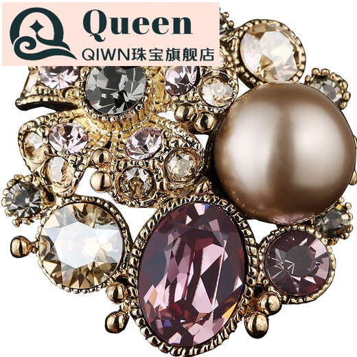 QIWN French Eternal Austrian Crystal Brooch Temperament Corsage Autumn and Winter Clothing Collar Pin Accessories Corsage Phantom Blue