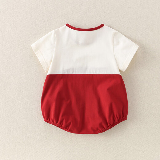 G.duck小黄鸭婴儿包屁衣服夏季薄款新生儿连体衣可爱满月百天三角爬爬服 酒红 66cm 66码0-3月建议宝宝4-6公斤