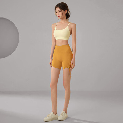 LULULMCCTN High Waist Three-Point Yoga Shorts Women's Tight Butt Lift Running Training Fitness Pilates Sports Shorts Black M