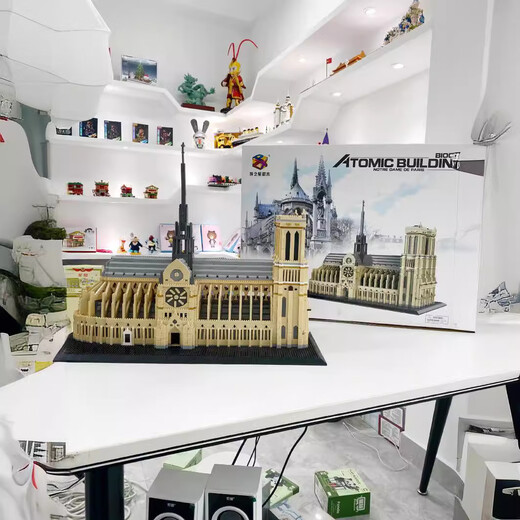 Pinzhixing Building Blocks (PZX) Micro-grain Building Blocks Famous Street Scene Architecture Series Gift Ornaments Education 9923 Notre Dame Cathedral 7380pcs+