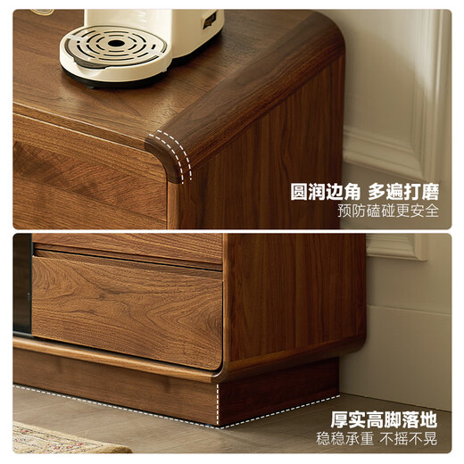 Zhidian Massivholz-TV-Schrank, bodenstehend, nordamerikanisches schwarzes Walnussholz, italienisches leichtes Luxus-High-End-Villa-Standmodell mit Glastür-Unterschrank, 2,15 Meter TV-Schrank YYGMC675, Walnuss