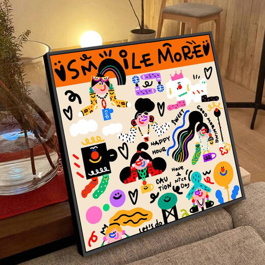 三栖虎多巴胺涂鸦数字油画diy手绘填色手工填充装饰画卡通油彩挂画 RS12370 30*30cm绷好加厚实木内框
