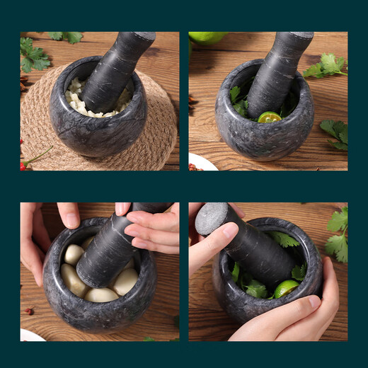 Baijie Mortero de mármol, mortero de ajo, triturador de ajos, prensa de ajo, tarro de ajo, piedra de moler para uso doméstico
