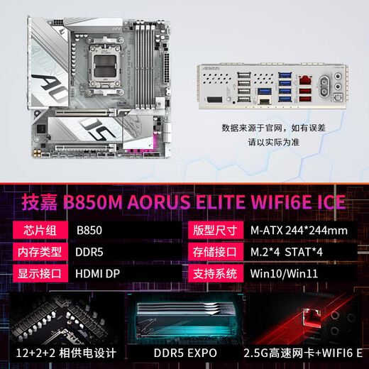 技嘉B850 电竞雕冰雕大板 主板搭AMD 锐龙7000/9000系列 散片盒装 9700X/9800X3D 主板CPU套装 板U套装 技嘉 B850M  冰雕白板 AMD 锐龙9 9900X盒装