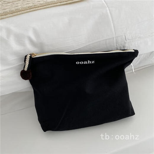 
Meipai practical full score small hair ball makeup bag large capacity letter hand-held canvas bag storage bag SN9274 customized model hey black spot