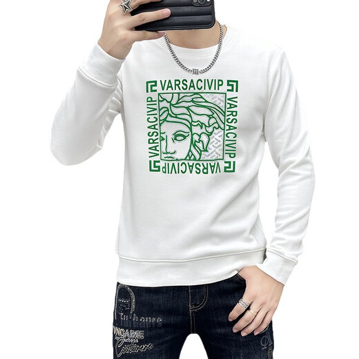 
Valentino Orlandi (Valentino Orlandi) Clothes Comfortable New Round Neck Slim Men's Sweatshirt 2024 Fall New Versatile Printed Versatile Top T6176 Orange M