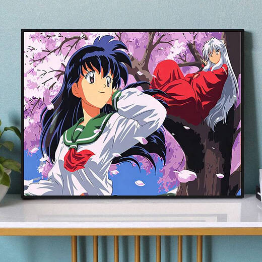 Shantou Lincun Sesshomaru Peste de peinture à l'huile numérique Personnages de dessins animés pour soulager l'ennui, la coloration remplie à la main, la compréhension psychologique, la peinture à l'huile peinte à la main Q693 Inuyasha et Ali 30 * 40cm en bois massif intérieur