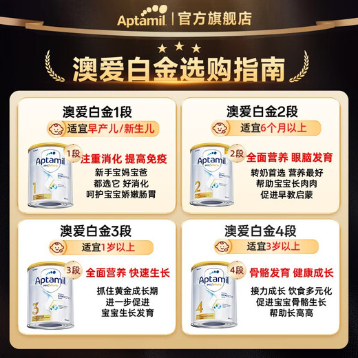 爱他美（Aptamil） 澳洲白金版含DHA叶黄素婴幼儿配方奶粉1234段 新西兰原装进口 【购物金减6+新客减10】2段 1罐 27.3