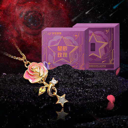 Space Creation Star Rose Meteorite Necklace Cooperation Product of China Aerospace Science and Technology International Exchange Center Fluorescent Version
