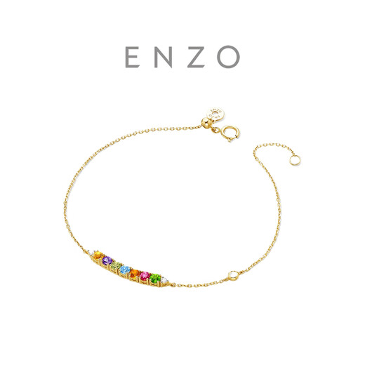 Chow Tai Fook ENZO Rainbow Series 18K Gold Colorful Gemstone Diamond Bracelet for Women 17.5cm EZV8483