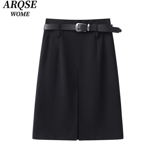 Viainos Qinenice Shiman Store Flagship Store 2025 Spring New Product A-Line Slim Slit Skirt para mujeres 3527 Black S