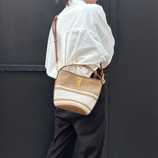 Montana West Luxury High-End Brand 2025 New Lazy Pastoral Concepción artística Crossbody Single Handel Handld Cuero Boleto de cuero Boleto Caki pequeño Longitud superior 25 Longitud de fondo 16 Ancho 17 COCM