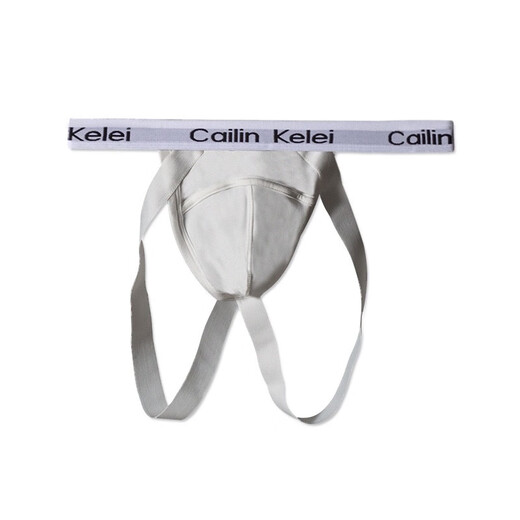 New men's sexy thong panties with free back, low waist, slim fit, U-convex sexy underwear, comfortable T-pants, double-butt underwear, white L