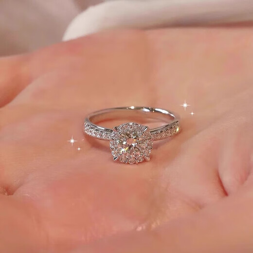 Pt950 platinum ring female moissanite color diamond ring closed index finger ring niche design girl diamond proposal gift diamond ring 50 points - light luxury model default live mouth can be adjusted in size