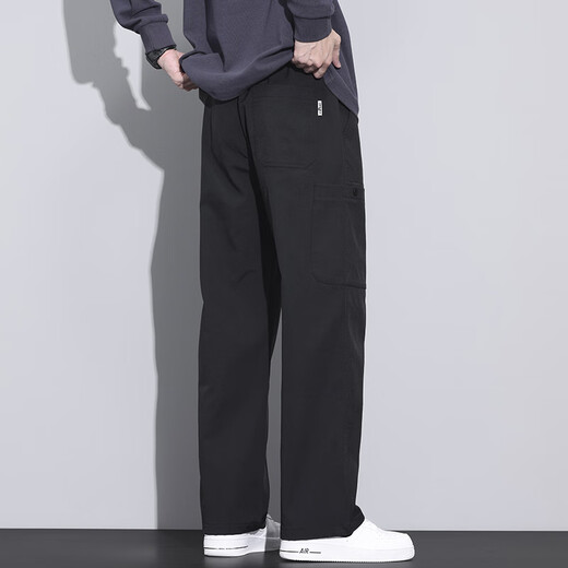 官方旗舰店2025旗槛店春夏新款男休闲长裤工装裤直筒宽松阔腿裤 斐乐z9856浅灰FN M