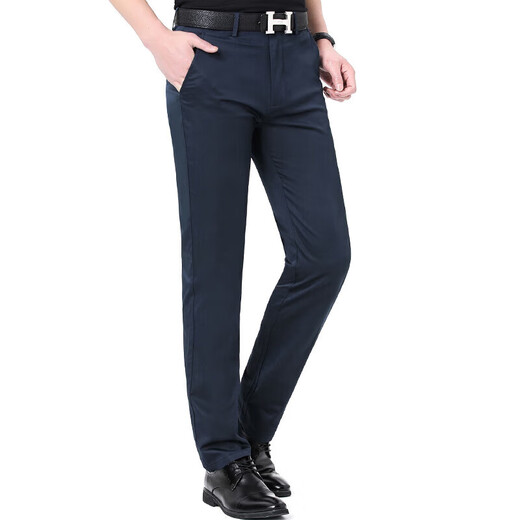 Jinba Herren-Kleidung (K-Boxing) Markenmännchen Casual Hosen reines Baumwollfreies bügeln im mittleren Alter Casual High Taille Gerade Khaki 9226-1 M 42 Größe Taille 3 Fuß 3 Taille 107c
