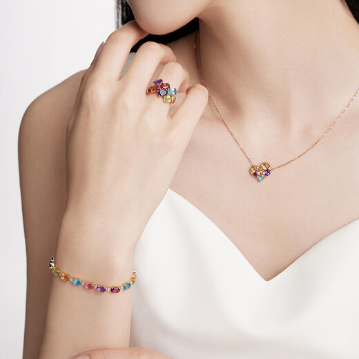
Chow Tai Fook ENZO 18K Gold Colorful Gem Ring Women's Gift EZV3886 No. 12