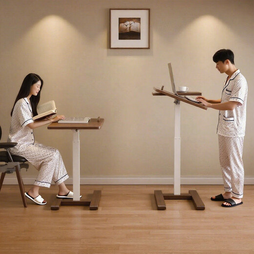 Jiayi solid wood bedside table movable lifting table standing work table pneumatic computer table home desk sofa side table