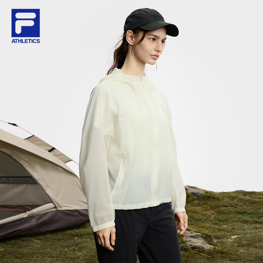 Fila Offizielle Frauenwebende Jacke für Frauen 2025 Herbst Neue Outdoor-Sport losen losen einfache Kapuze-Top-Schnee-Weiß-WT XL 175/92A/XL