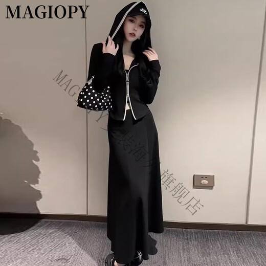 MAGIOPY国际奢侈高档品牌网红爆款休闲运动套装女春季2025新款高级感黑色 灰色两件套 S(100斤以内)