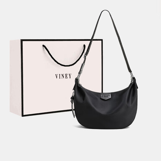 viney's new crossbody bag large capacity shoulder bag commuting cloth bag birthday gift for girlfriend and wife [black] practical and high-end underarm bag simple and lightweight fashion brand light luxury casual dumpling bag