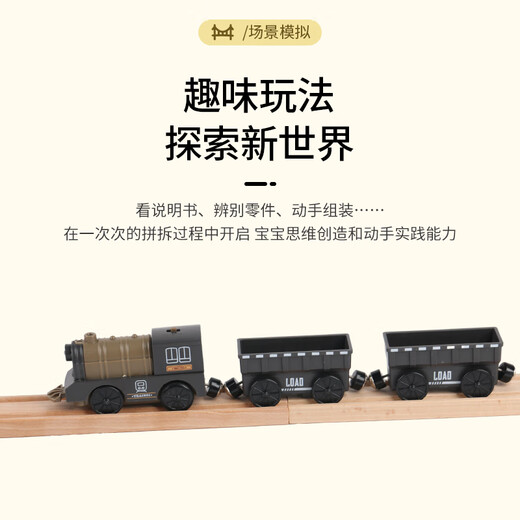 Linda locomotora magnética de tren retro casero compatible con hape mitu brio track de madera bloques de construcción de juguetes de camiones azul