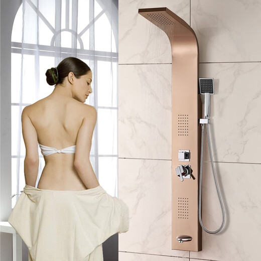 Jomoo 2025 neues Badezimmer-Duschwand-Säulen-Duschset aus Edelstahl 304, große Dusche mit heißem und kaltem Auslass, Wasserhahn, AB11304, Anti-Fingerabdruck-Bürsten