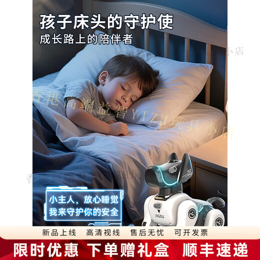 Pushou Smart Remote Control Robot Dog Children Toys Boys and Girls Electric Remote Control Walking Robot Birthday Gift Titanium Air Grey Single Lithium Batter
