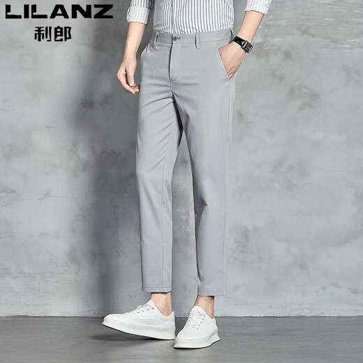 Pantalones casuales de seda de hielo para hombres de Lilang para hombres nuevos pantalones de negocios versátiles de moda versátiles de moda versátiles de alta gama delgado ydl9898 30