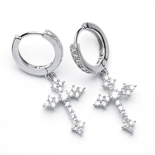 UOSU earrings cross trendy earrings boys earrings ins niche design high-end versatile street hip-hop earrings a pair of cross earrings gift box