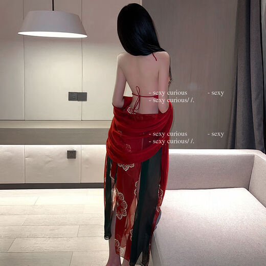 
Sexy underwear sexy Hanfu cheongsam uniform on bed seductive seductive passion set women seductive fairy suit 1049 red XXL