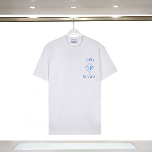 LEE KIDS卡萨布兰卡男女短袖潮牌夏季方形游泳池字母logo印花圆领T恤 829黑 L