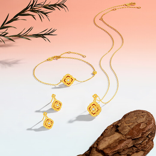 Chao Acer four-leaf clover 18K gold diamond chalcedony necklace women's gold pendant necklace high-end light luxury gift for girlfriend, chain length about 40cm + extension chain