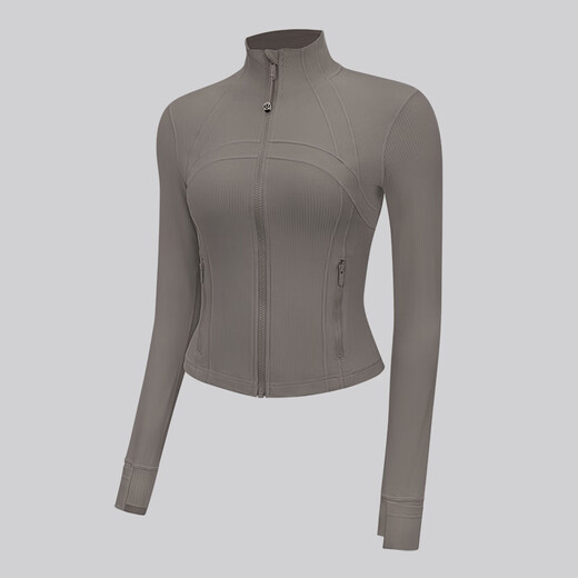 Lululemon丨Define Women's Sports Short Jacket *Ribbed Nulu Wicking LW3HB6S Warm Brown Gray S/6