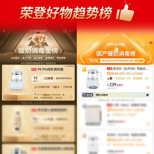 SUPOR constant temperature kettle baby milk mixer baby glass pure titanium kettle milk powder machine 1.2L BW08T