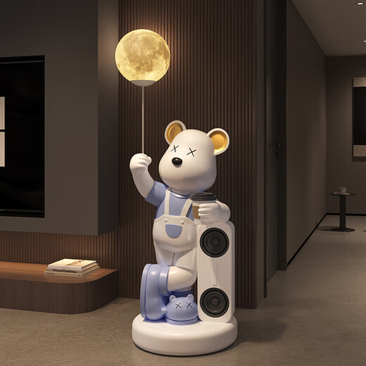 Jizhao Violent Bear Large Ornament Floor-standing Living Room TV Cabinet Sofa Next Home Decoration Housewarming Gift Blue Bluetooth Speaker + Piggy Bank 115CM No Specifications