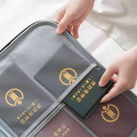 Bolsa de pasaporte de tela Oxford de gran capacidad sin licencia Bolsa de pasaporte de la carpeta Bolsa Handheld Grey 3 capas sin bloqueo