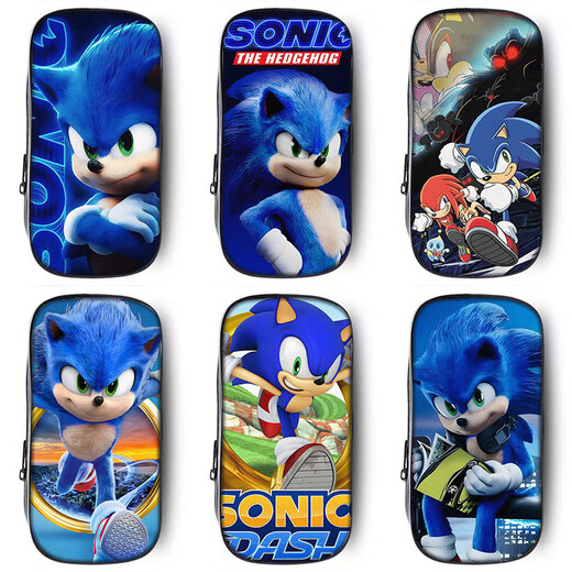 Kele Hedgehog Sonic peripheral pen box elementary school students junior high school boy boy boy 2D cartoon animation gift canvas pen bag ZQ4839
