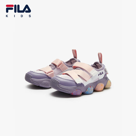 Fila Fila Children's Shoes Sandals 2025 Summer New Girls Breathable Flashing Velcro Sneakers Romantic Purple/Gray Smoked Purple-OL 29
