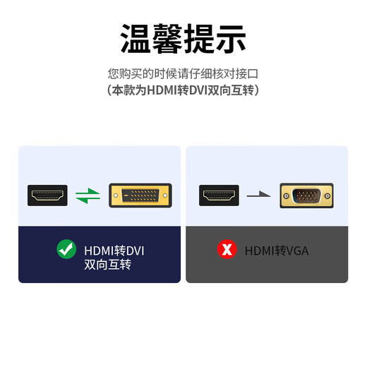 绿联HDMI转DVI连接线4K60Hz 高清线双向互转笔记本电脑投影仪显示器视频转换线 HD106 1.5米 11150