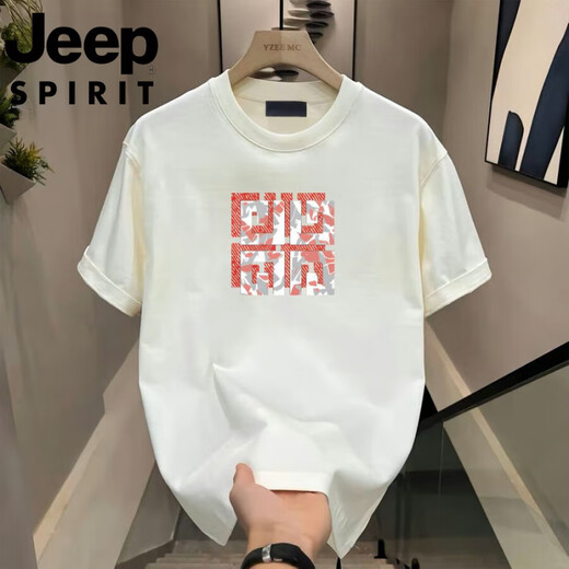 Jeep (JEEP) summer short-sleeved T-shirt for men summer new casual sports fashion half-sleeved round neck loose t-shirt top Gentleman black 848 XL 110-130Jin [Jin equals 0.5 kg]