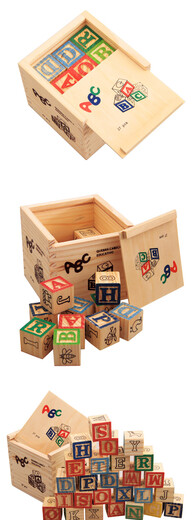 27 gedruckte englische Buchstabe Baustein Box English Learning Building Block Kinder Bildung Frühschulspielzeug Holzspielzeug zufällig gesendet