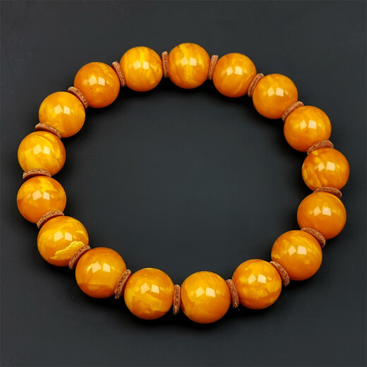 Amber style, one object, one picture, one certificate, old beeswax bracelet, natural amber bracelet, red chicken oil red, old wax and flower wax bracelet, 13.98g, 11mm