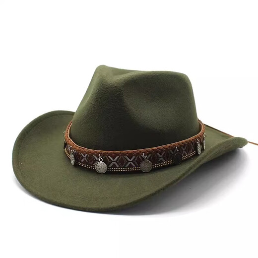 XINBUCKS minority ethnic style western cowboy hat unisex fashionable European and American style top hat bohemian style casual hat brown suitable for 55-58cm