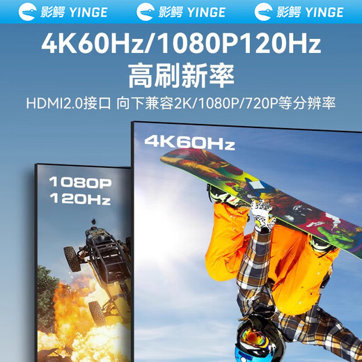 HDMI one-to-two splitter displays the same picture at the same time 4K high definition 1 in 2 out one to two dual screen simultaneous display 4K HDMI splitter